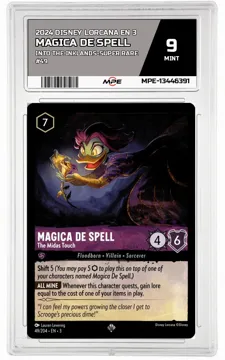 2024 DISNEY LORCANA EN 3 Into the Inklands-Super Rare #49 MAGICA DE SPELL MPE 9 MINT — graded card up for auction