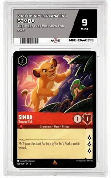 2023 DISNEY LORCANA EN 1 The First Chapter-GOLD FOIL #123 SIMBA MPE 9 MINT — graded card up for auction