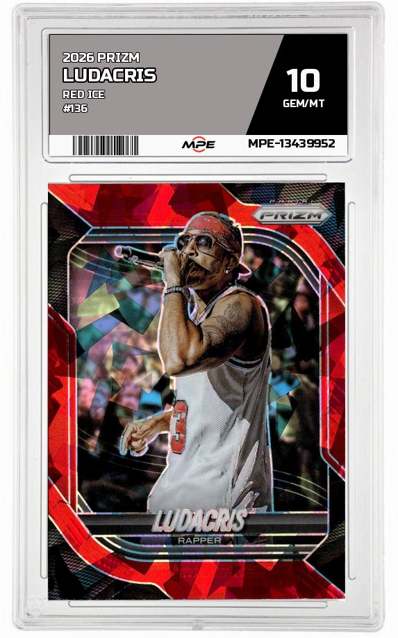 2026 PRIZM Red Ice #136 LUDACRIS MPE 10 GEM/MT — graded card auctioned from the MPE vault