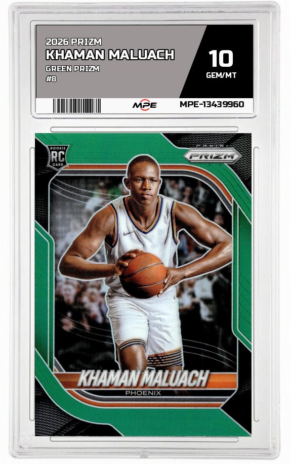 2026 PRIZM GREEN PRIZM #8 KHAMAN MALUACH MPE 10 GEM/MT — graded card auctioned from the MPE vault