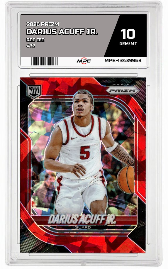 2026 PRIZM Red Ice #72 DARIUS ACUFF JR. MPE 10 GEM/MT — graded card auctioned from the MPE vault