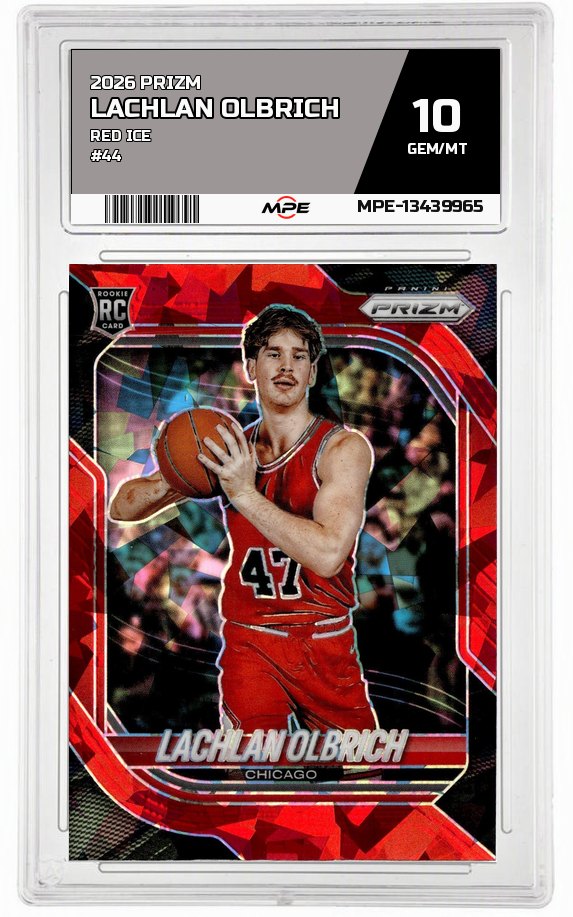 2026 PRIZM Red Ice #44 LACHLAN OLBRICH MPE 10 GEM/MT — graded card auctioned from the MPE vault