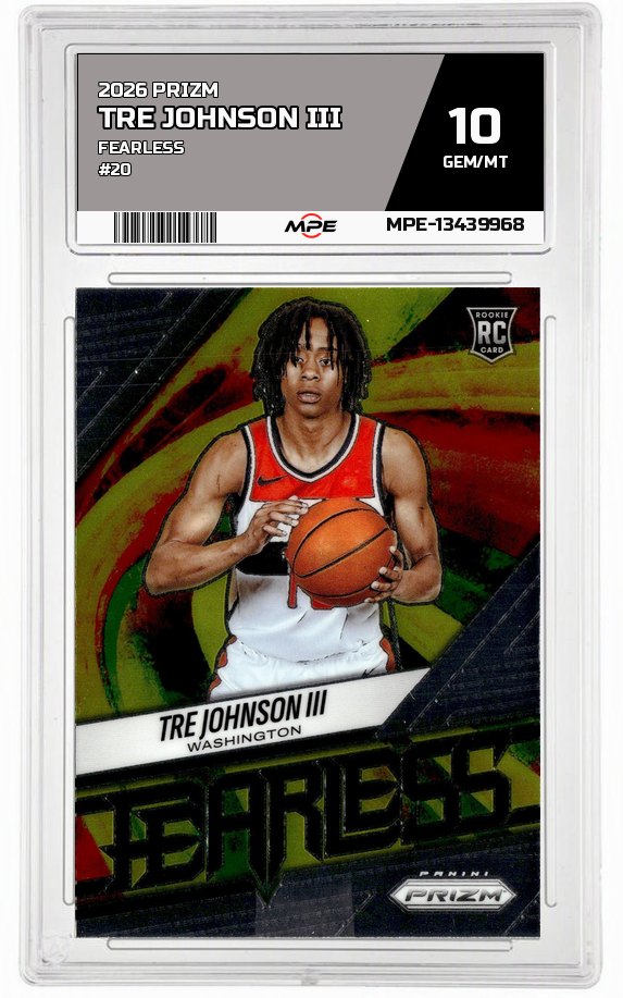 2026 PRIZM FEARLESS #20 TRE JOHNSON III MPE 10 GEM/MT — graded card auctioned from the MPE vault