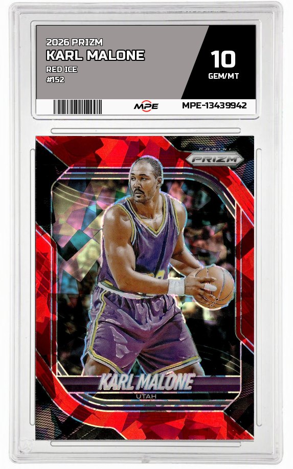 2026 PRIZM Red Ice #152 KARL MALONE MPE 10 GEM/MT — graded card auctioned from the MPE vault
