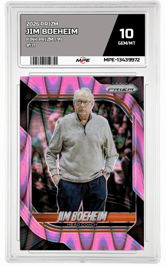 2026 PRIZM PINK Prizm /99 #131 JIM BOEHEIM MPE 10 GEM/MT — graded card auctioned from the MPE vault