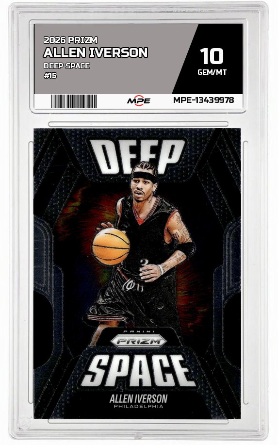 2026 PRIZM DEEP SPACE #15 ALLEN IVERSON MPE 10 GEM/MT — graded card auctioned from the MPE vault