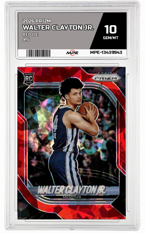 2026 PRIZM Red Ice #16 WALTER CLAYTON JR. MPE 10 GEM/MT — graded card auctioned from the MPE vault