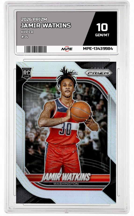 2026 PRIZM Hyper #34 JAMIR WATKINS MPE 10 GEM/MT — graded card auctioned from the MPE vault