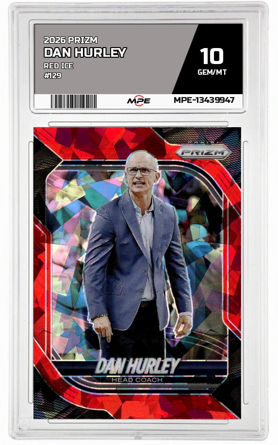 2026 PRIZM Red Ice #129 DAN HURLEY MPE 10 GEM/MT — graded card auctioned from the MPE vault