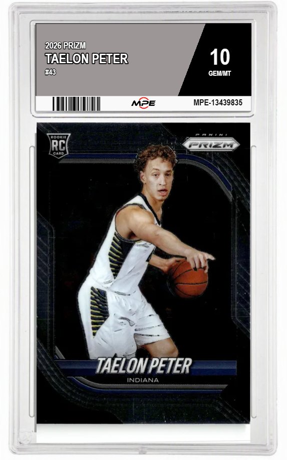 2026 PRIZM #43 TAELON PETER MPE 10 GEM/MT — graded card auctioned from the MPE vault