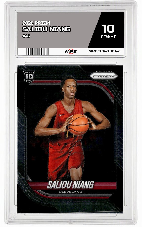 2026 PRIZM #46 SALIOU NIANG MPE 10 GEM/MT — graded card auctioned from the MPE vault