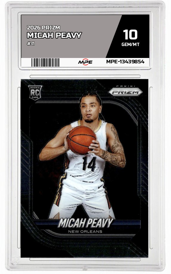 2026 PRIZM #31 MICAH PEAVY MPE 10 GEM/MT — graded card auctioned from the MPE vault