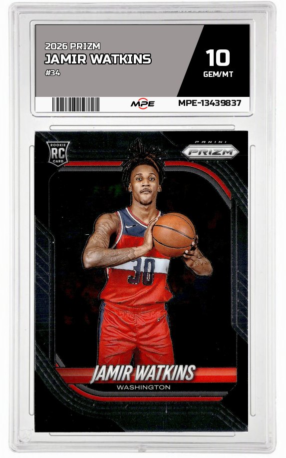 2026 PRIZM #34 JAMIR WATKINS MPE 10 GEM/MT — graded card auctioned from the MPE vault