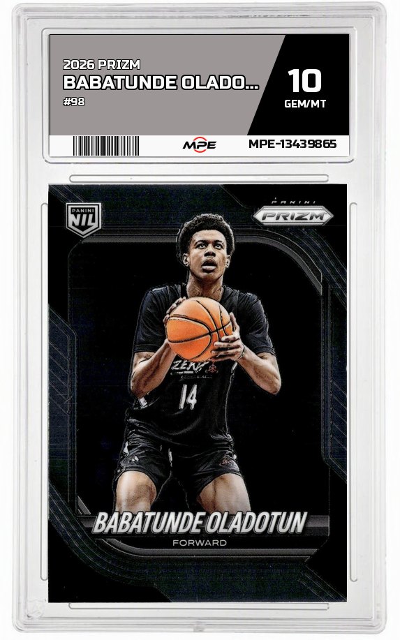 2026 PRIZM #98 BABATUNDE OLADOTUN MPE 10 GEM/MT — graded card auctioned from the MPE vault