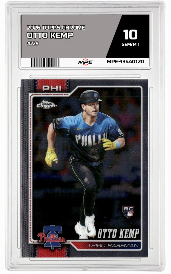 2026 TOPPS CHROME #229 OTTO KEMP MPE 10 GEM/MT — graded card auctioned from the MPE vault