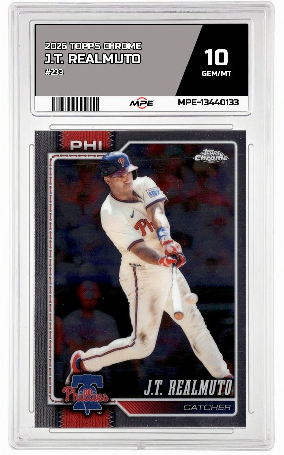 2026 TOPPS CHROME #233 J.T. REALMUTO MPE 10 GEM/MT — graded card auctioned from the MPE vault