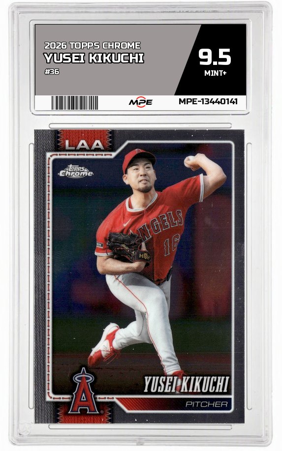 2026 TOPPS CHROME #36 YUSEI KIKUCHI MPE 9.5 MINT+ — graded card auctioned from the MPE vault