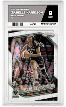 2025 PRIZM WNBA WHITE SEISMIC #12 ISABELLE HARRISON MPE 9 MINT — graded card up for auction