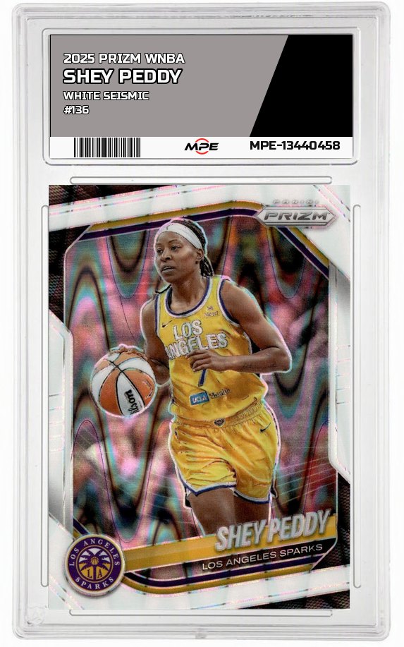 2025 PRIZM WNBA WHITE SEISMIC #136 SHEY PEDDY — graded card auctioned from the MPE vault