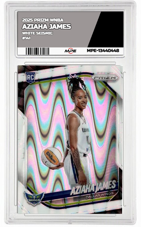 2025 PRIZM WNBA WHITE SEISMIC #141 AZIAHA JAMES — graded card auctioned from the MPE vault