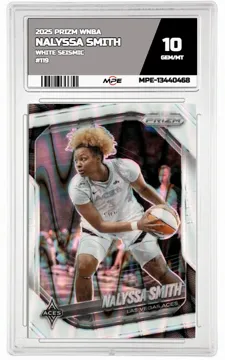 2025 PRIZM WNBA WHITE SEISMIC #119 NALYSSA SMITH MPE 10 GEM/MT — graded card up for auction