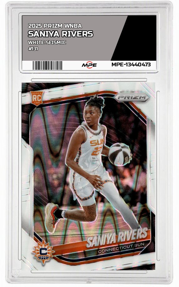 2025 PRIZM WNBA WHITE SEISMIC #131 SANIYA RIVERS — graded card auctioned from the MPE vault