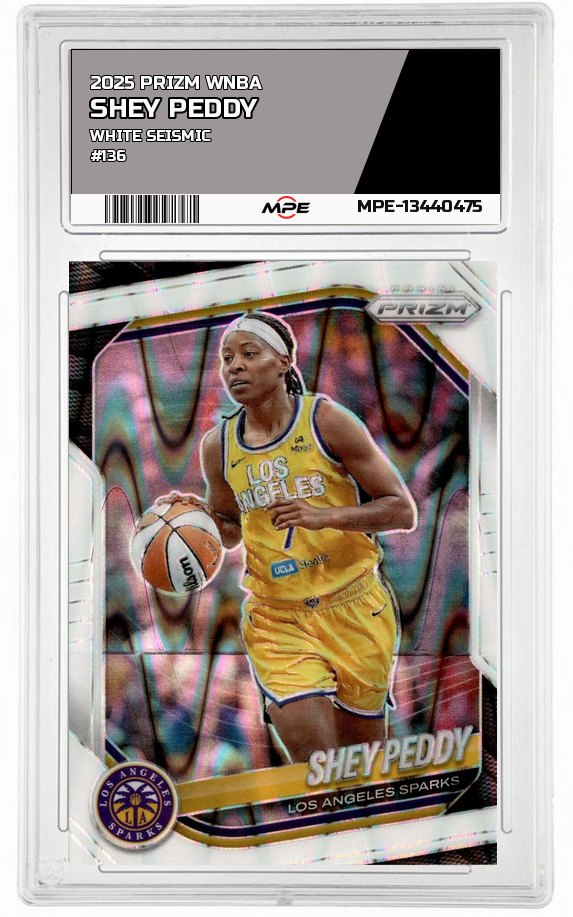 2025 PRIZM WNBA WHITE SEISMIC #136 SHEY PEDDY — graded card auctioned from the MPE vault