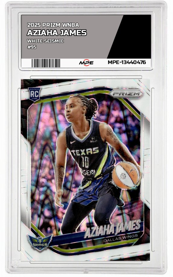2025 PRIZM WNBA WHITE SEISMIC #95 AZIAHA JAMES — graded card auctioned from the MPE vault