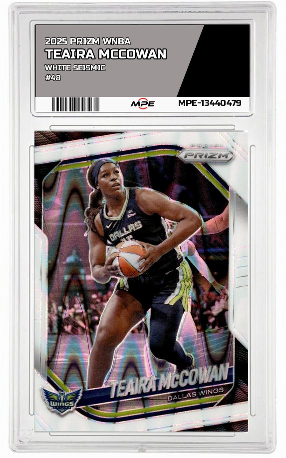 2025 PRIZM WNBA WHITE SEISMIC #48 TEAIRA MCCOWAN — graded card auctioned from the MPE vault