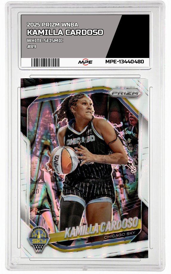 2025 PRIZM WNBA WHITE SEISMIC #89 KAMILLA CARDOSO — graded card auctioned from the MPE vault