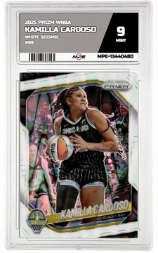 2025 PRIZM WNBA WHITE SEISMIC #89 KAMILLA CARDOSO MPE 9 MINT — graded card up for auction