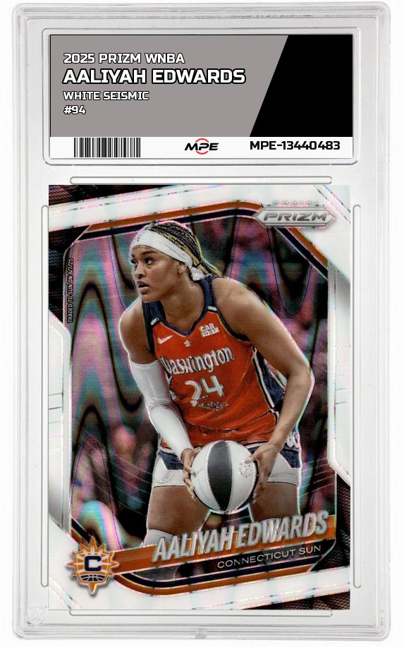 2025 PRIZM WNBA WHITE SEISMIC #94 AALIYAH EDWARDS — graded card auctioned from the MPE vault