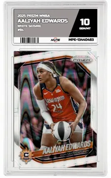 2025 PRIZM WNBA WHITE SEISMIC #94 AALIYAH EDWARDS MPE 10 GEM/MT — graded card up for auction