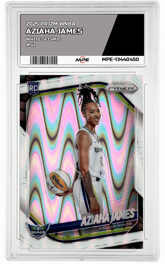 2025 PRIZM WNBA WHITE SEISMIC #141 AZIAHA JAMES — graded card auctioned from the MPE vault