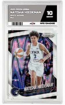 2025 PRIZM WNBA WHITE SEISMIC #53 NATISHA HIEDEMAN MPE 10 GEM/MT — graded card up for auction