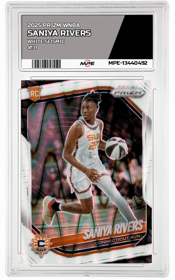 2025 PRIZM WNBA WHITE SEISMIC #131 SANIYA RIVERS — graded card auctioned from the MPE vault