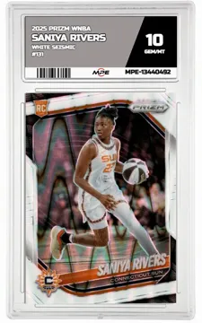 2025 PRIZM WNBA WHITE SEISMIC #131 SANIYA RIVERS MPE 10 GEM/MT — graded card up for auction
