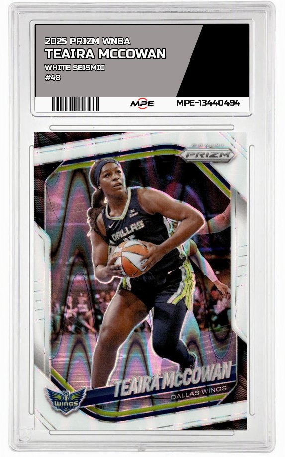 2025 PRIZM WNBA WHITE SEISMIC #48 TEAIRA MCCOWAN — graded card auctioned from the MPE vault