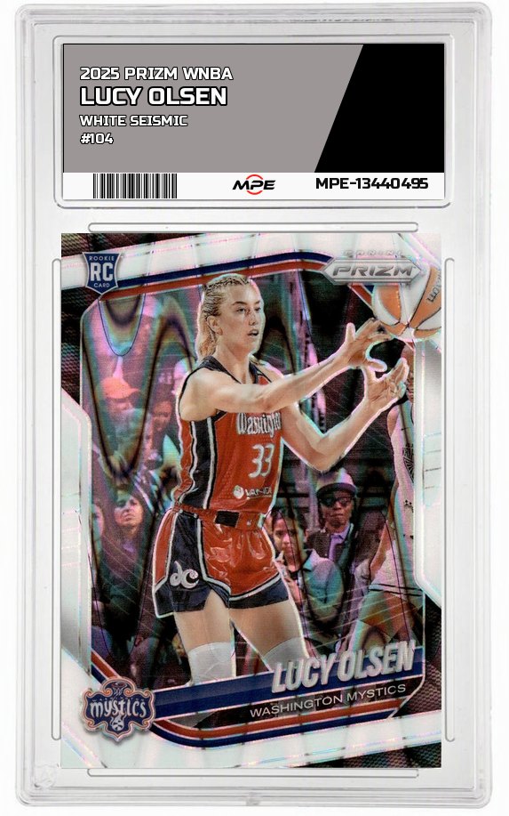 2025 PRIZM WNBA WHITE SEISMIC #104 LUCY OLSEN — graded card auctioned from the MPE vault