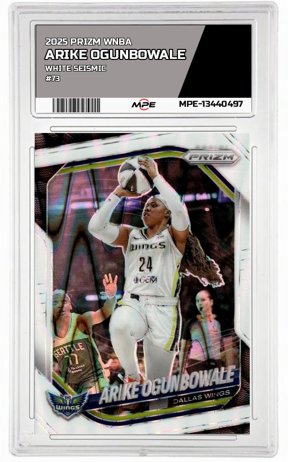 2025 PRIZM WNBA WHITE SEISMIC #73 ARIKE OGUNBOWALE — graded card auctioned from the MPE vault