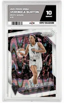 2025 PRIZM WNBA WHITE SEISMIC #70 VERONICA BURTON MPE 10 GEM/MT — graded card up for auction