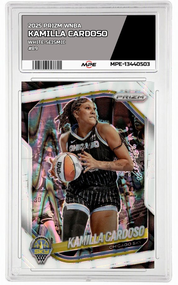 2025 PRIZM WNBA WHITE SEISMIC #89 KAMILLA CARDOSO — graded card auctioned from the MPE vault