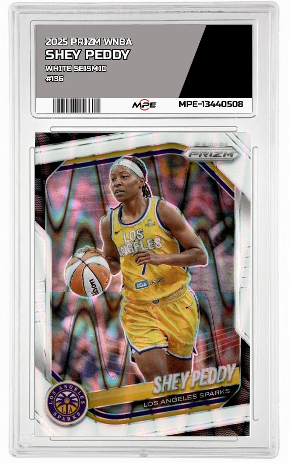 2025 PRIZM WNBA WHITE SEISMIC #136 SHEY PEDDY — graded card auctioned from the MPE vault