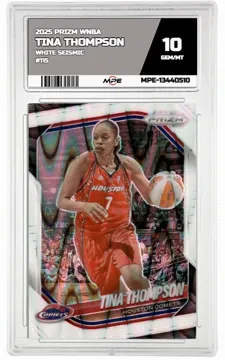 2025 PRIZM WNBA WHITE SEISMIC #115 TINA THOMPSON MPE 10 GEM/MT — graded card up for auction