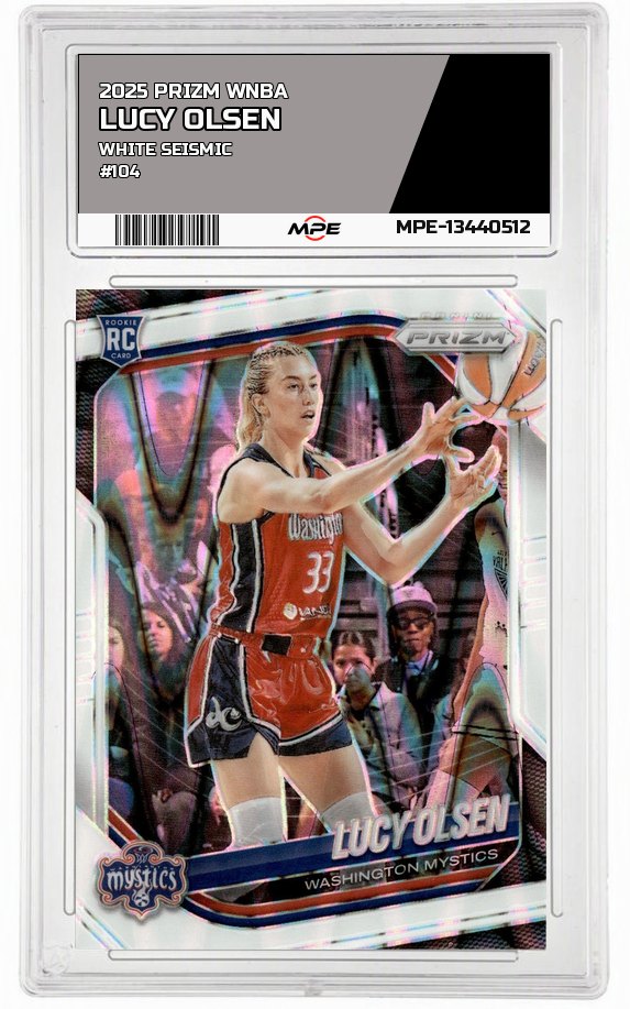 2025 PRIZM WNBA WHITE SEISMIC #104 LUCY OLSEN — graded card auctioned from the MPE vault