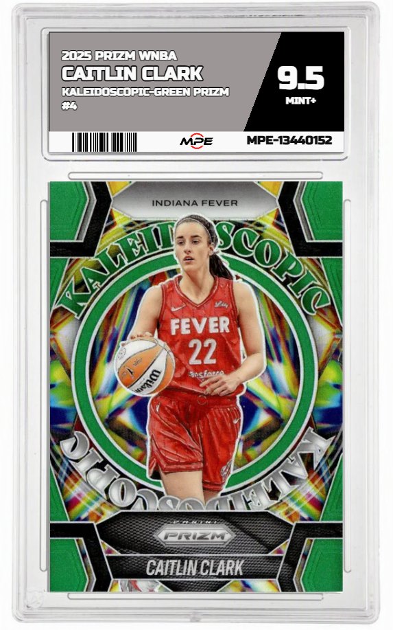 2025 PRIZM WNBA KALEIDOSCOPIC-GREEN PRIZM #4 CAITLIN CLARK MPE 9.5 MINT+ — graded card auctioned from the MPE vault