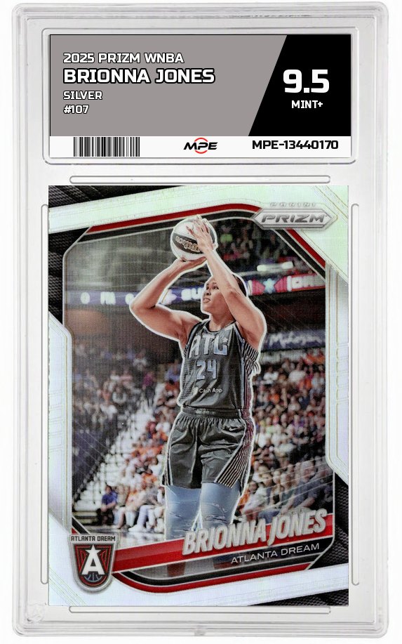 2025 PRIZM WNBA SILVER #107 BRIONNA JONES MPE 9.5 MINT+ — graded card auctioned from the MPE vault