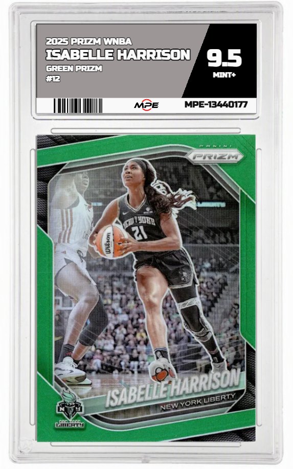 2025 PRIZM WNBA GREEN PRIZM #12 ISABELLE HARRISON MPE 9.5 MINT+ — graded card auctioned from the MPE vault