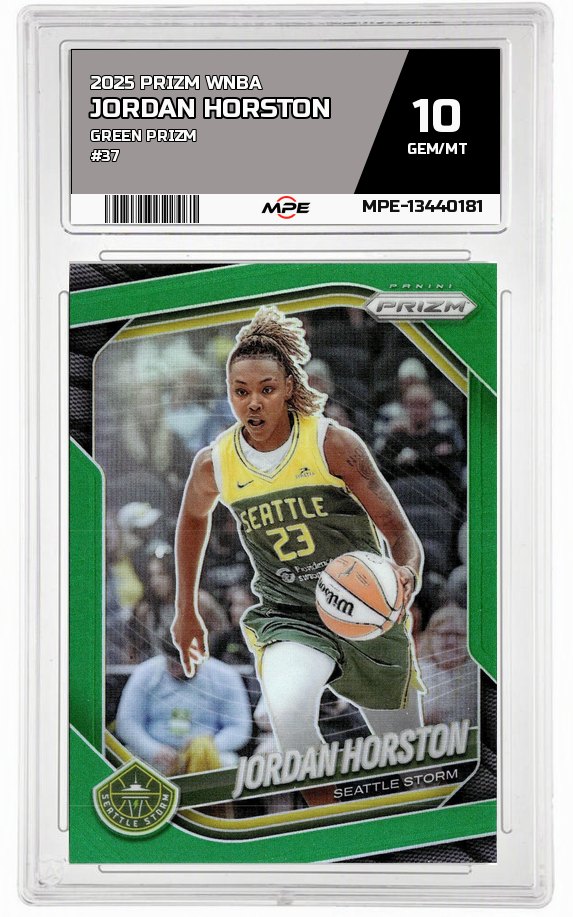 2025 PRIZM WNBA GREEN PRIZM #37 JORDAN HORSTON MPE 10 GEM/MT — graded card auctioned from the MPE vault