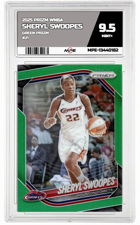 2025 PRIZM WNBA GREEN PRIZM #21 SHERYL SWOOPES MPE 9.5 MINT+ — graded card auctioned from the MPE vault